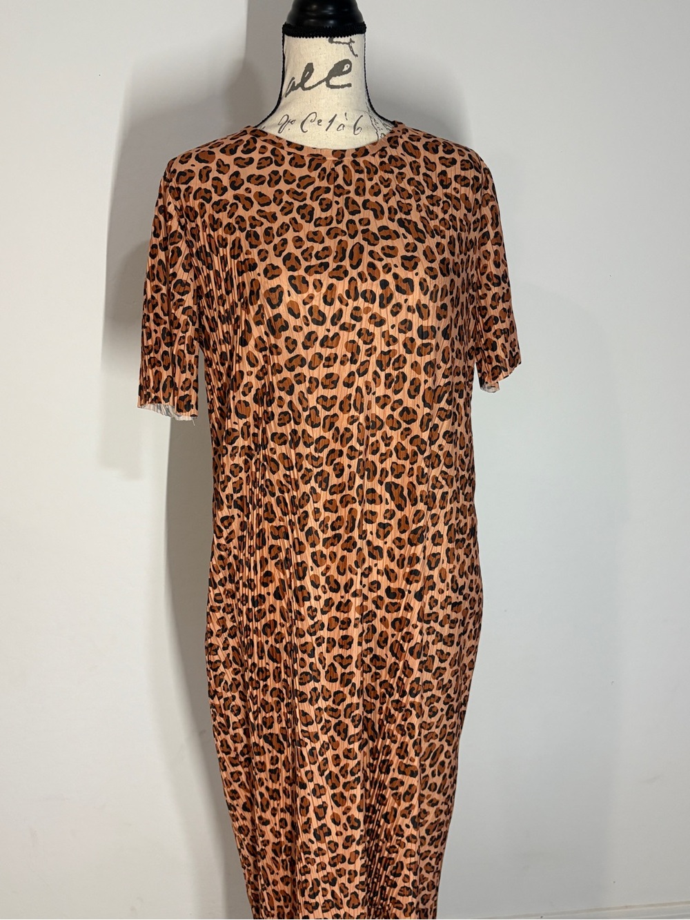 Zara Leopard Print Plissé Dress Size L